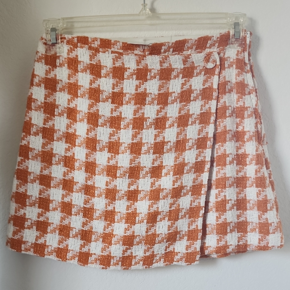 H&M Orange A-Line Mini Skirt with Wrap Design